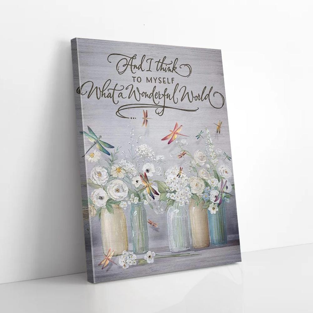 white flowers dragonfly canvas prints wall art decor 3324