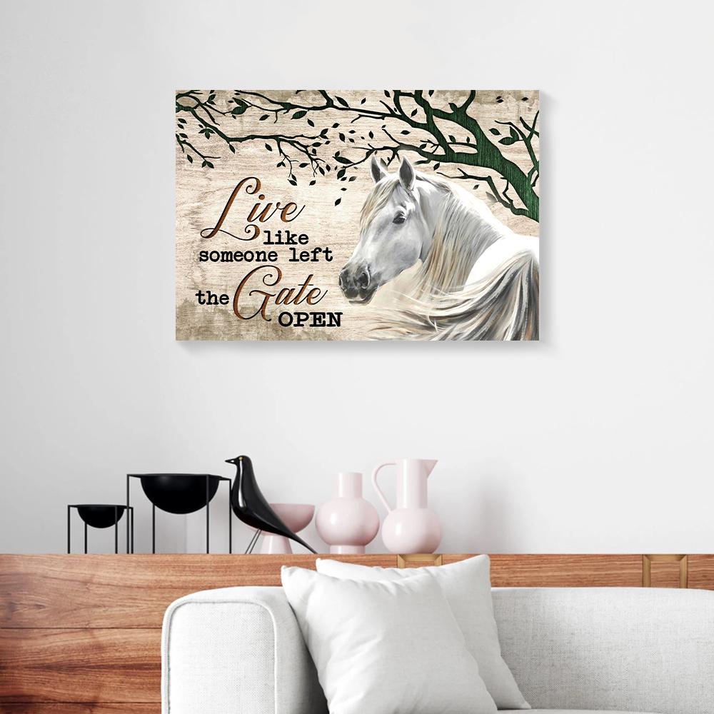white horse canvas prints wall art decor 7737