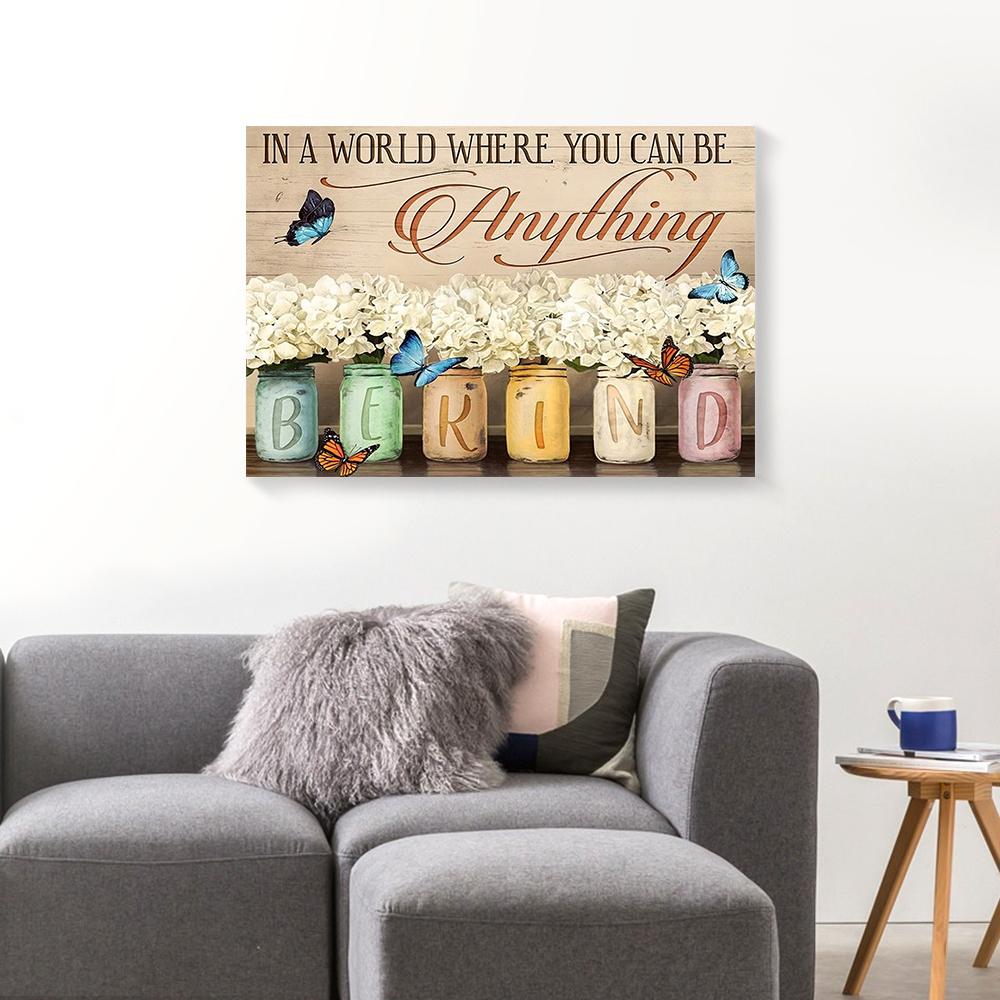 white hydrangea and butterfly canvas prints wall art decor 2918