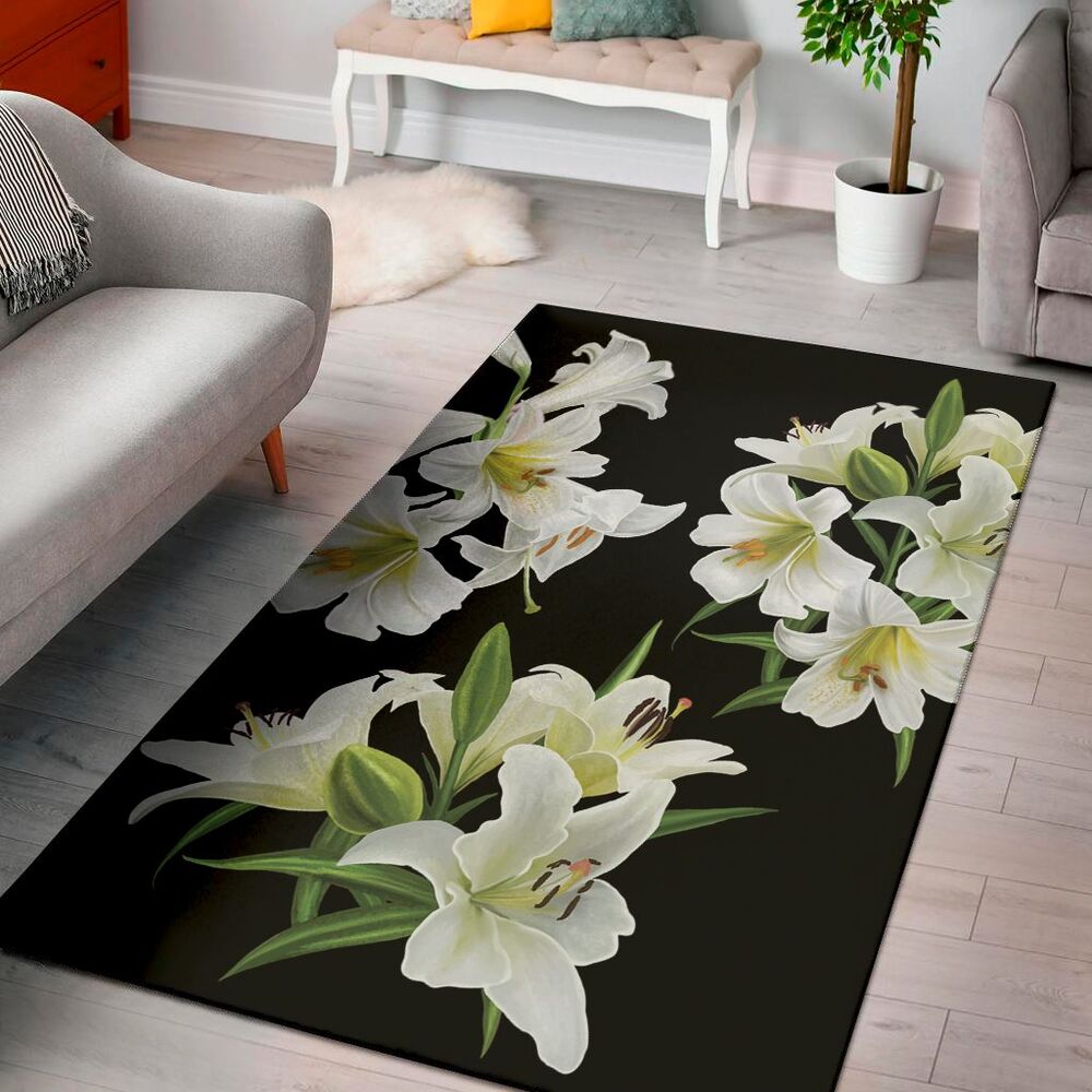 white lily print area rug floor decor 5381