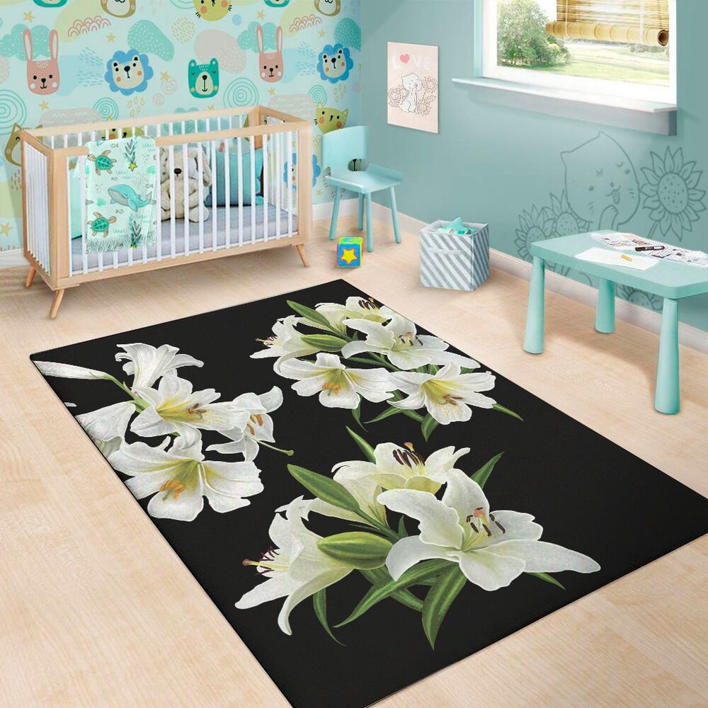 white lily print area rug floor decor 5650