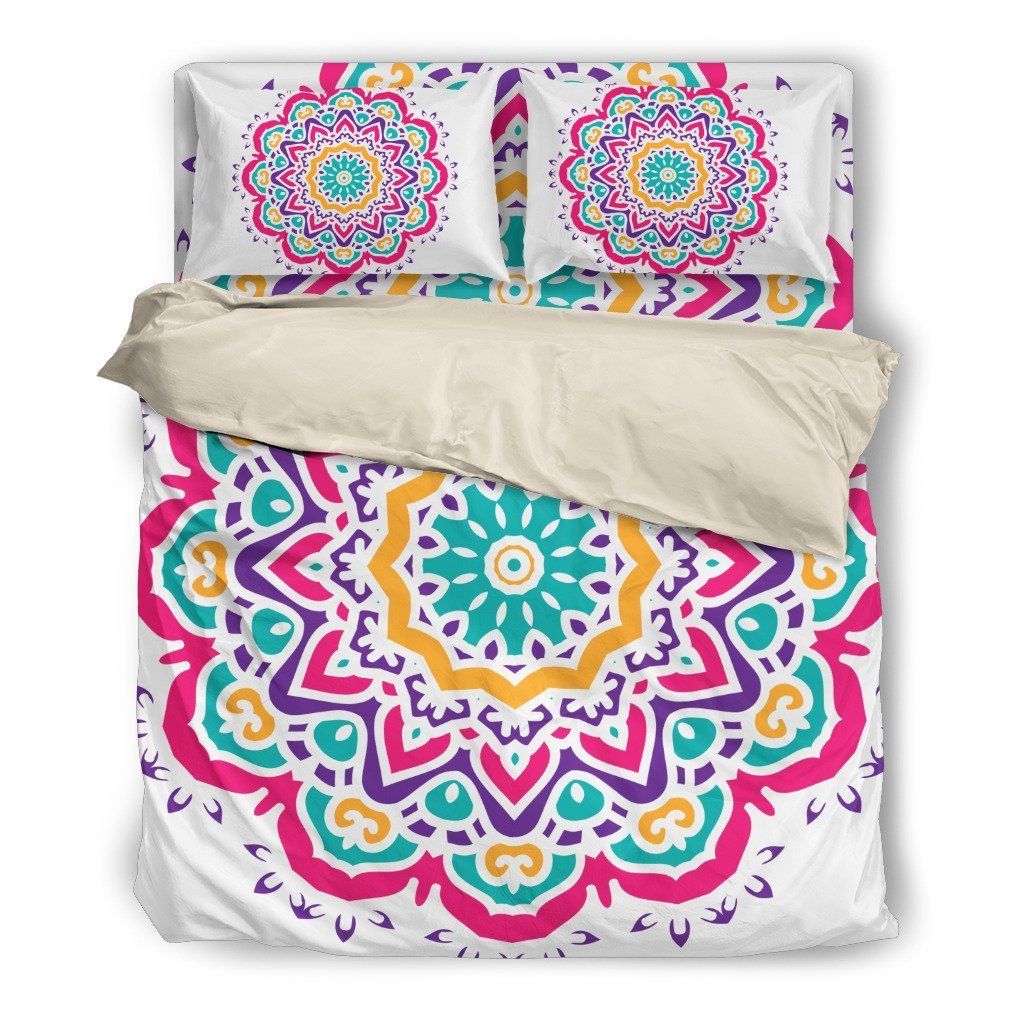 white mandala lovers printed bedding set bedroom decor 5666