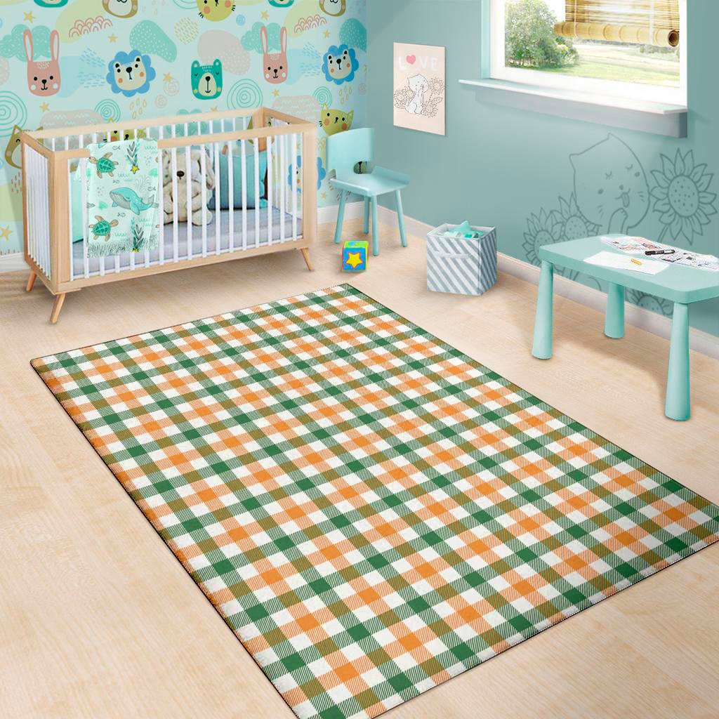 White Orange And Green Plaid Print Area Rug Floor Decor white orange and green plaid print area rug floor decor 1339