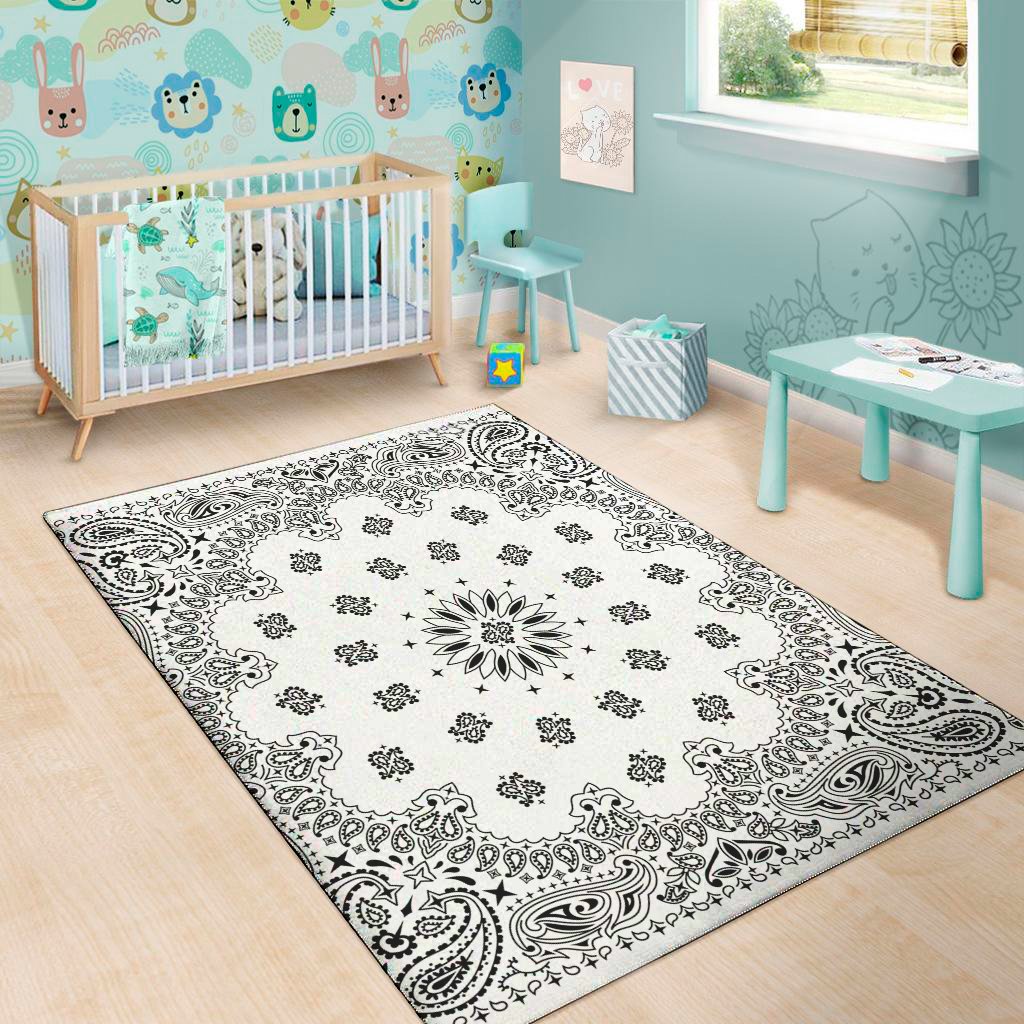 white paisley bandana print area rug floor decor 1095