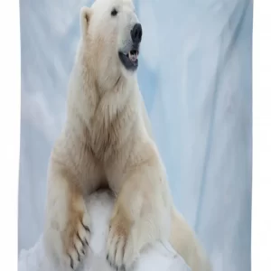 white polar bear on ice 3d printed tablecloth table decor 3561