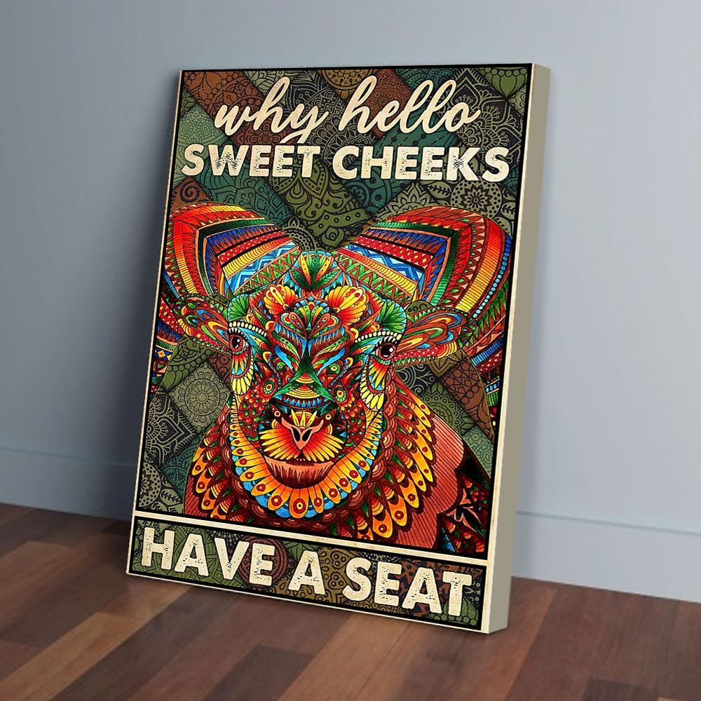 Why Hello Sweet Cheeks Have A Seat Sheep Canvas Prints - Wall Art Decor why hello sweet cheeks have a seat sheep canvas prints wall art decor 2015