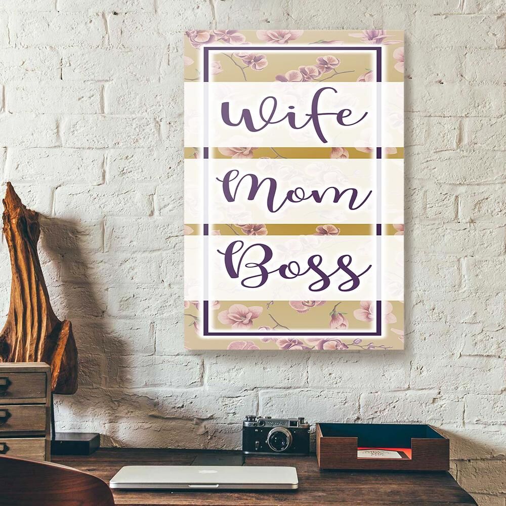 Wife Mom Boss Flower Canvas Prints - Wall Art Decor wife mom boss flower canvas prints wall art decor 6958