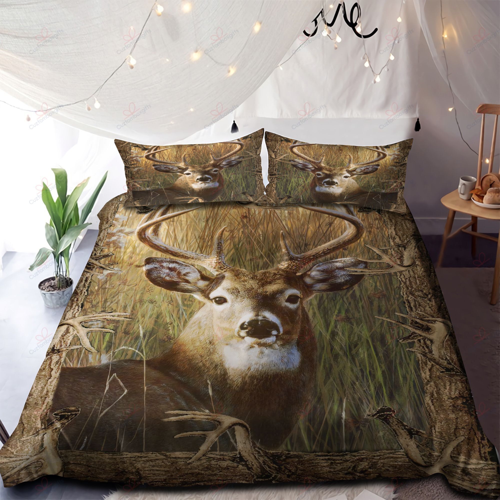 wild hunting deer printed bedding set bedroom decor 3716