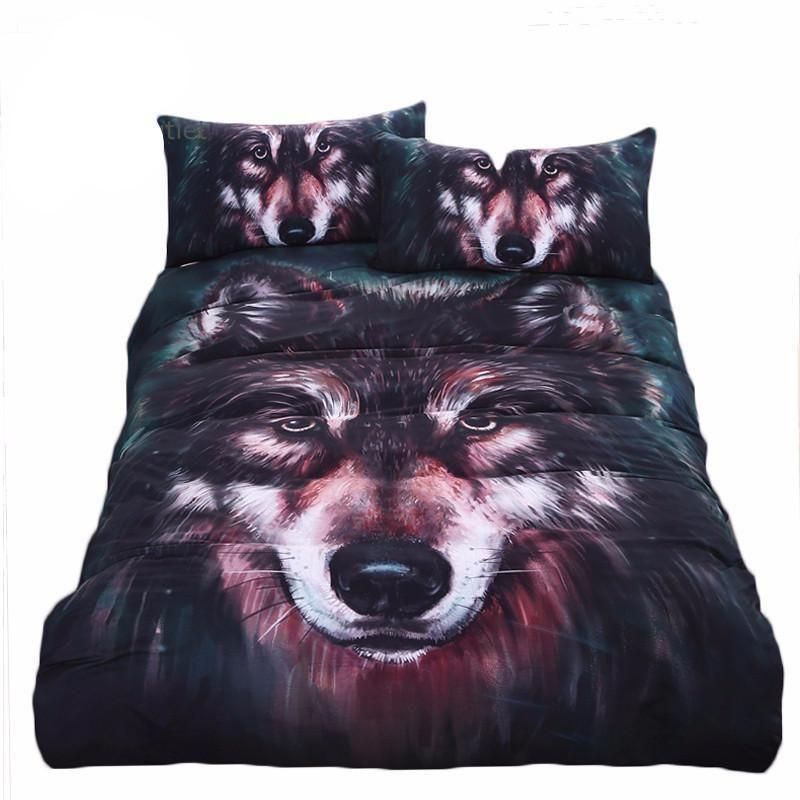 wild life wolf painting bedding set bedroom decor 4949