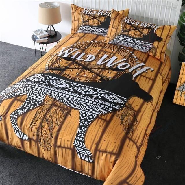 wild wolf printed bedding set bedroom decor 6615