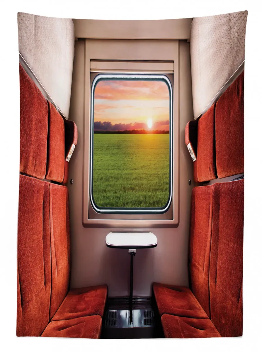 window railroad travel 3d printed tablecloth table decor 7557