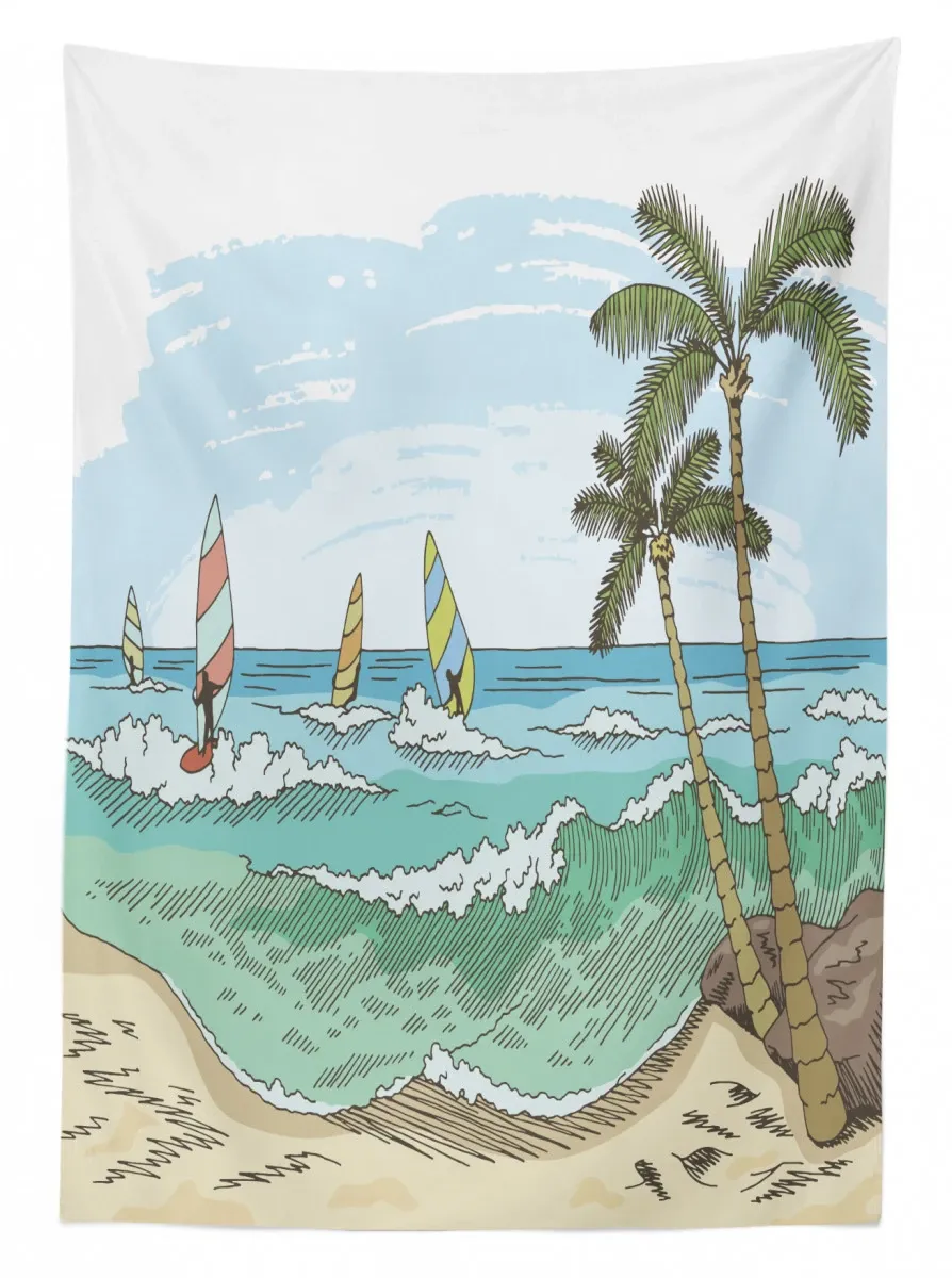 windsurfing sketch 3d printed tablecloth table decor 5110