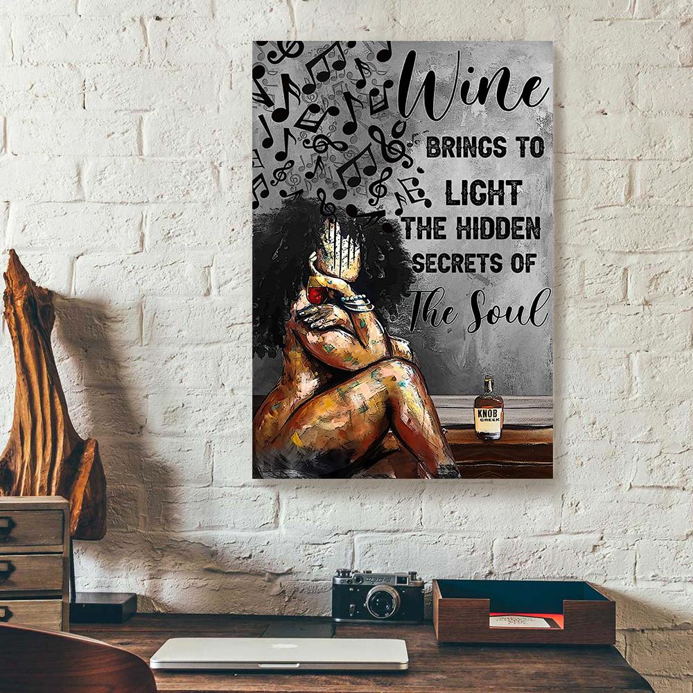 wine music black girl vertical canvas prints wall art decor 4541