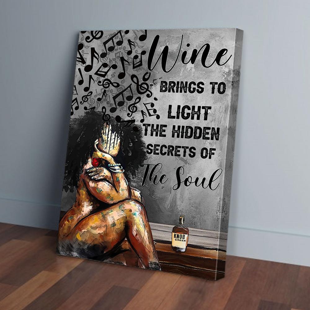 wine music black girl vertical canvas prints wall art decor 8026