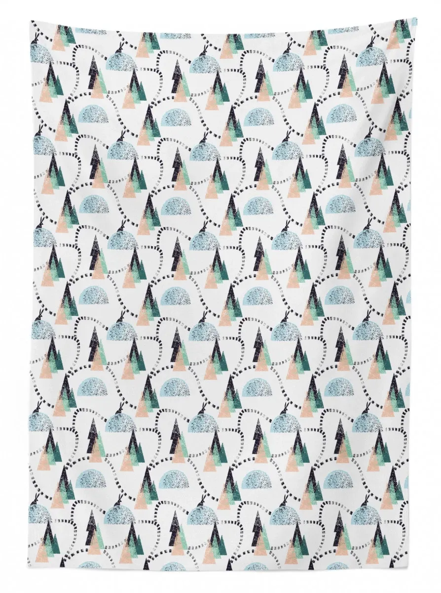 winter forest christmas snow 3d printed tablecloth table decor 2068