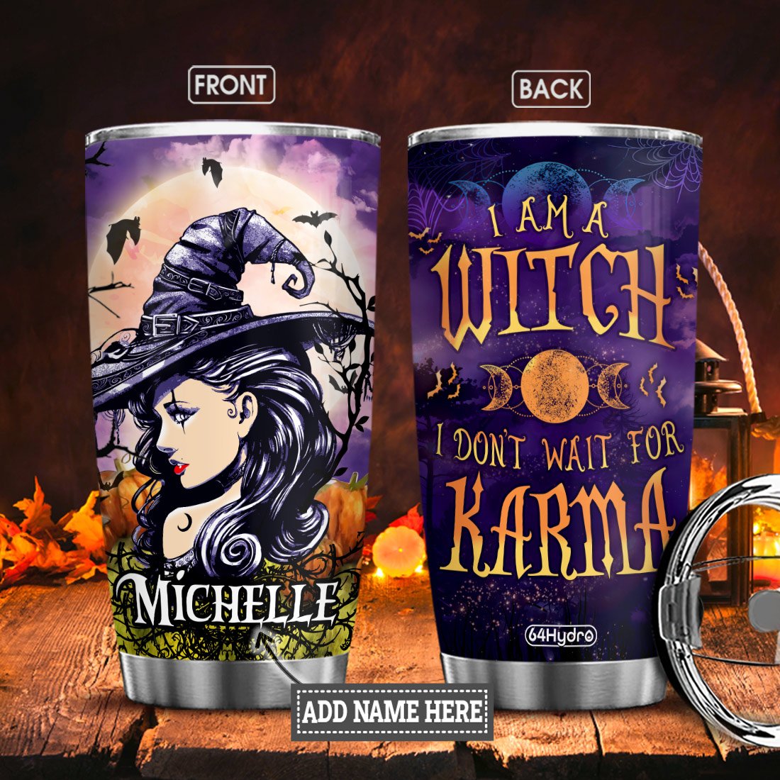 wit dont wait for karma personalized stainless steel tumbler 1911