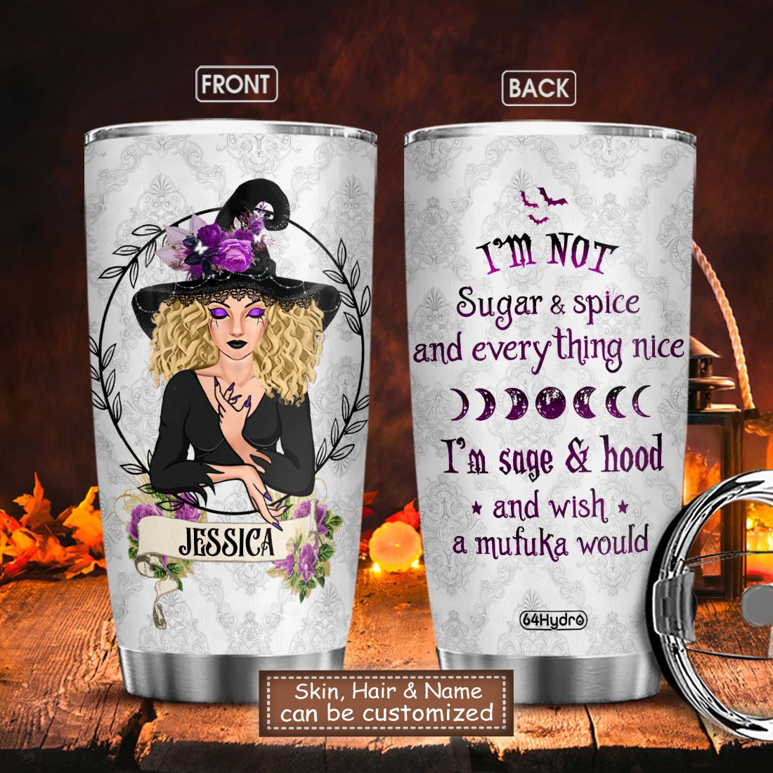 wit i am sage and hood customized stainless steel tumbler 3643