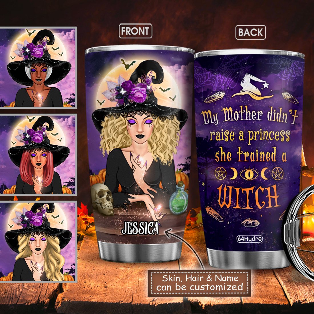 wit my mom trained a witch customized stainless steel tumbler 4919