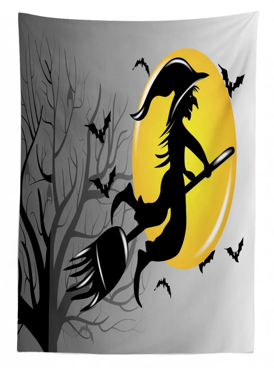 witch flies on full moon 3d printed tablecloth table decor 3233