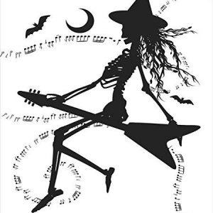 witch flying on electric guitar notes halloween illustration duvet cover bedding set bedroom decor 7053