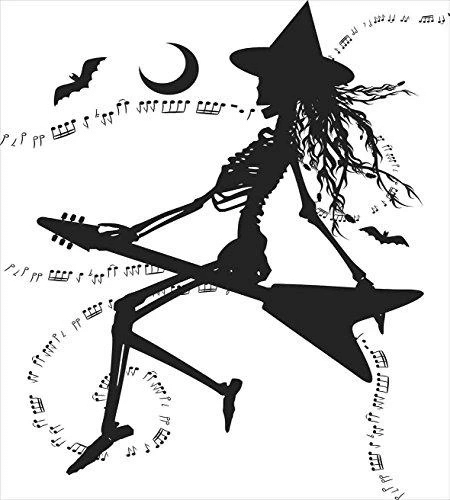 witch flying on electric guitar notes halloween illustration duvet cover bedding set bedroom decor 7053