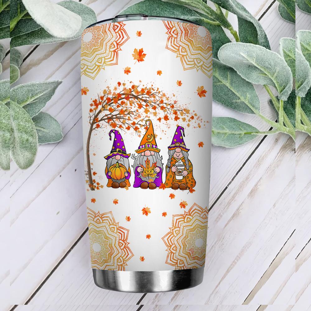 witch gnome autumn lovers tree of life stainless steel tumbler 4182