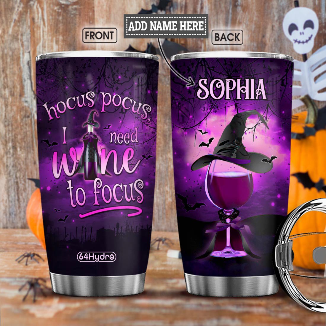 Witch Wine WIN Personalized Stainless Steel Tumbler witch wine win personalized stainless steel tumbler 2586