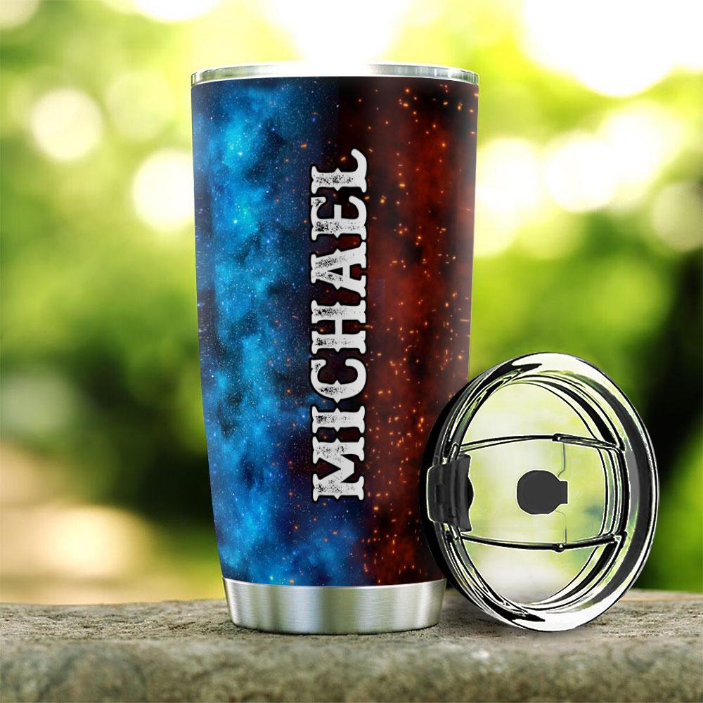 wolf and dragon dad and papa personalized stainless steel tumbler 8352