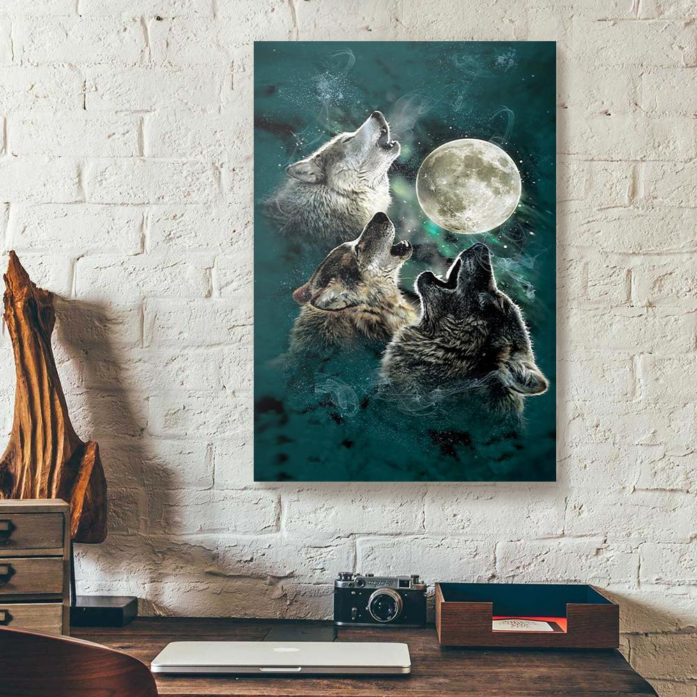 wolf and moon canvas prints wall art decor 6189