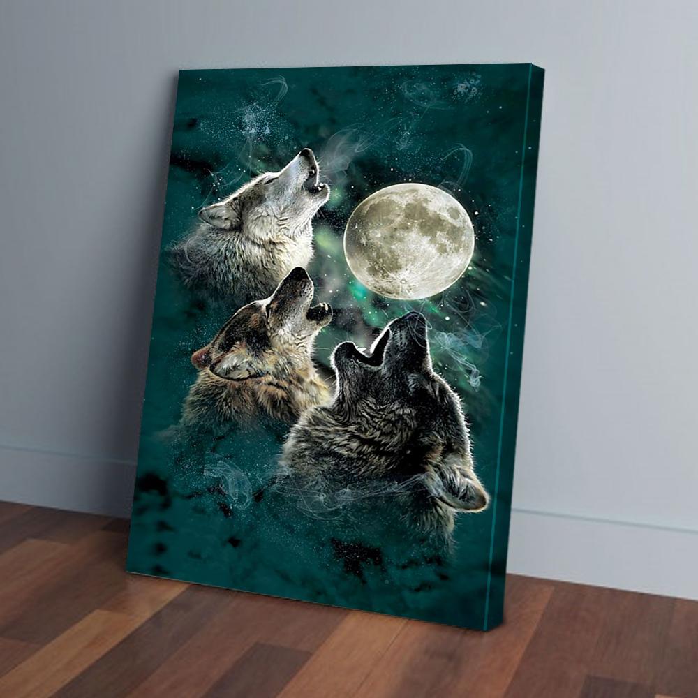 wolf and moon canvas prints wall art decor 6428