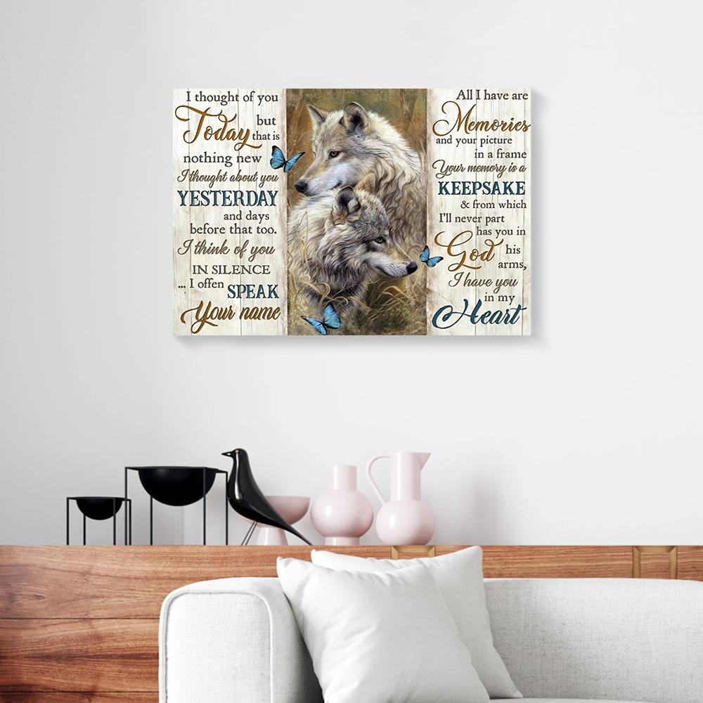 wolf butterfly couple love canvas prints wall art decor 6533