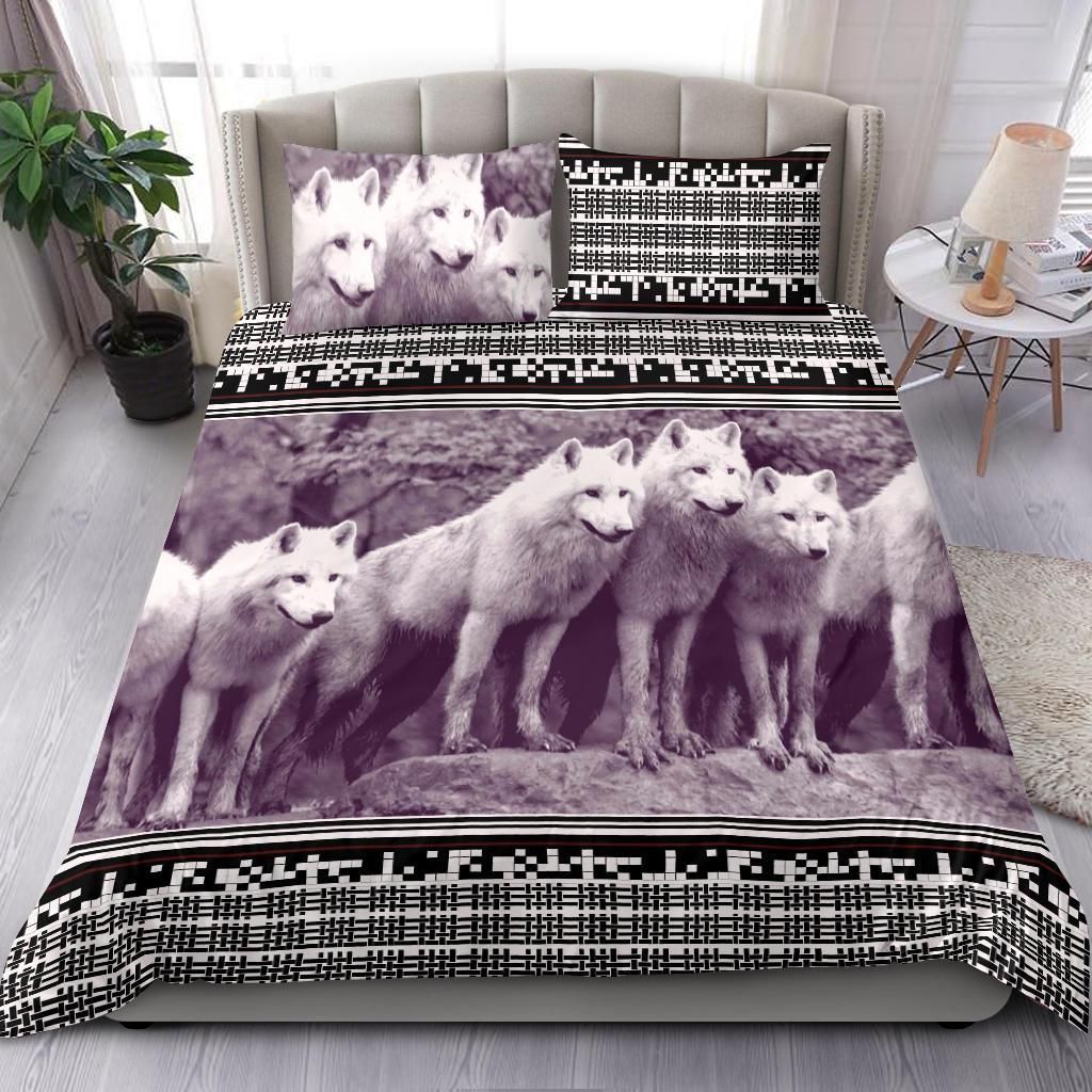 wolf family vintage bedding set bedroom decor 2572