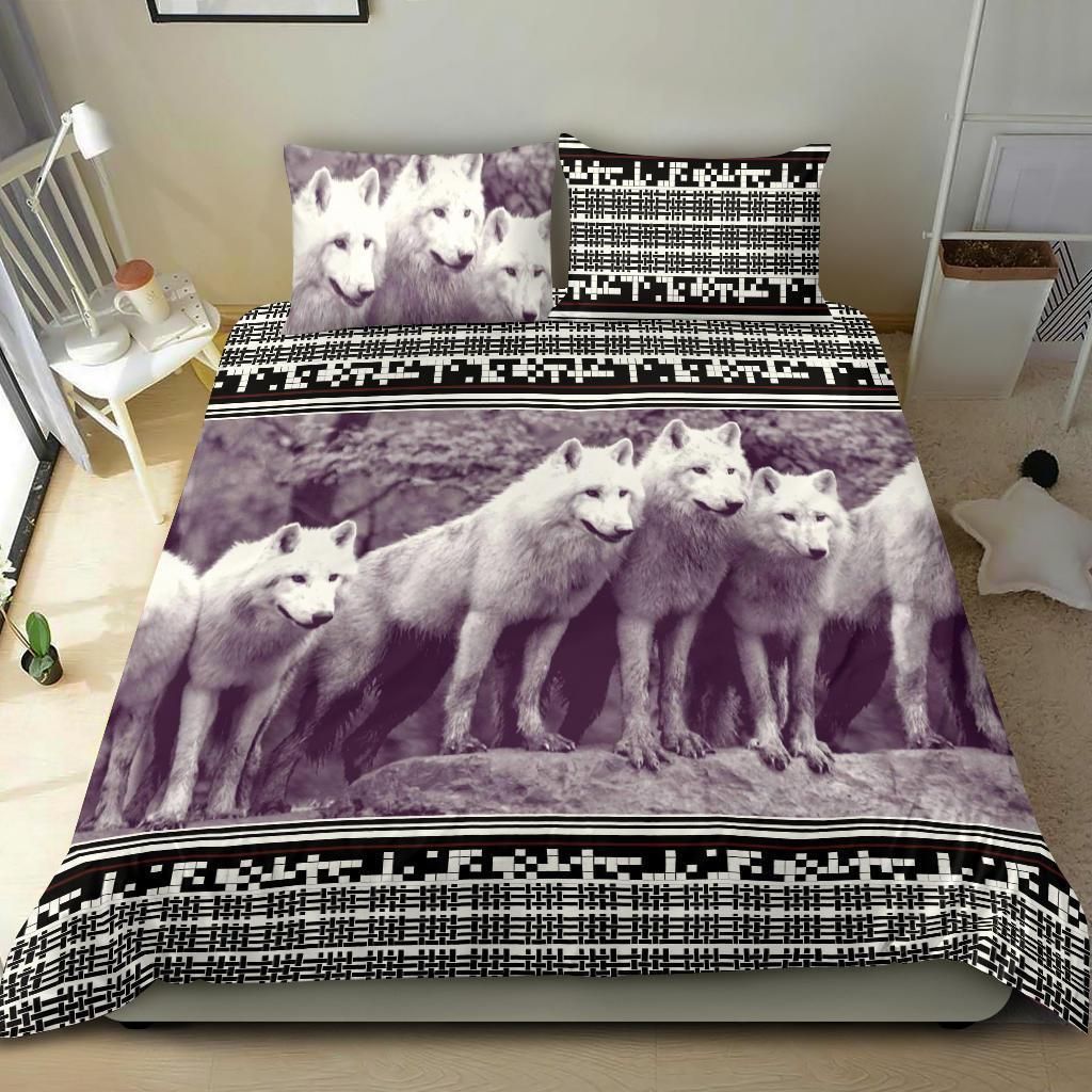 wolf family vintage bedding set bedroom decor 4496