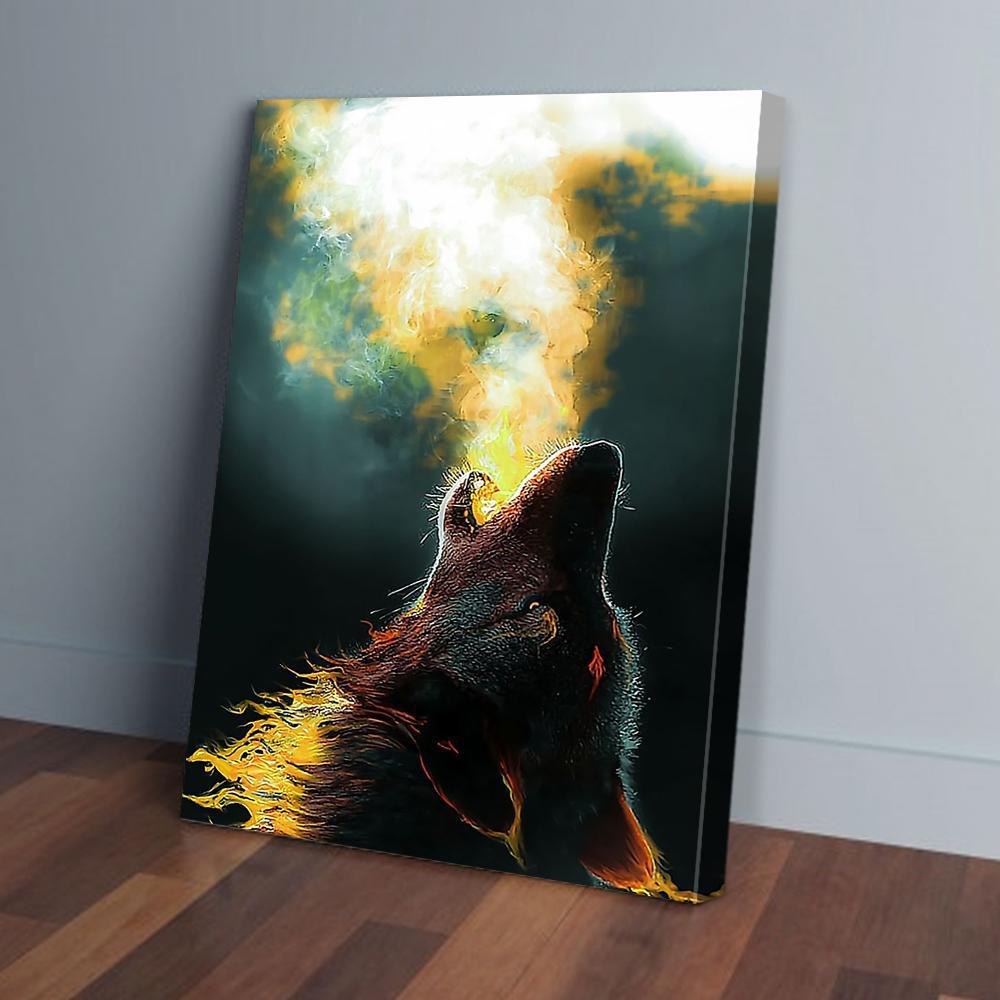 wolf howling canvas prints wall art decor 4761