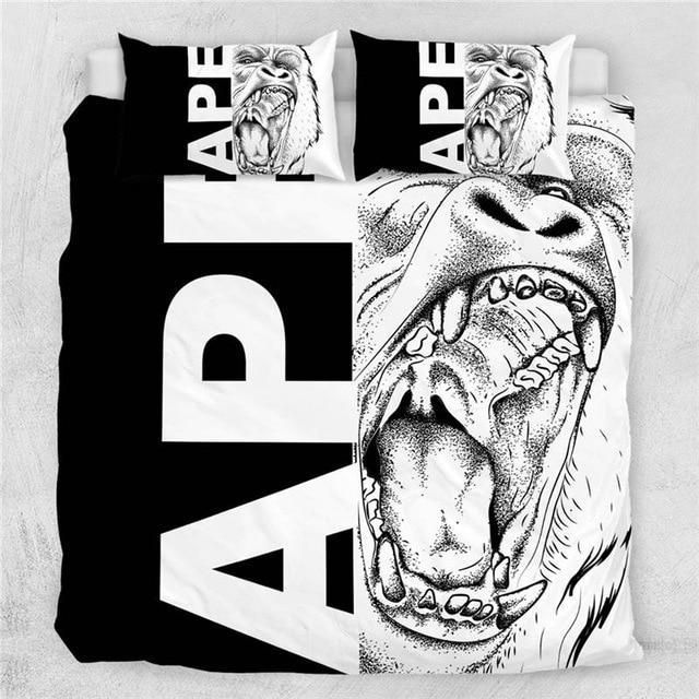 wolf set letters cool black white duvet cover bedding set 8082