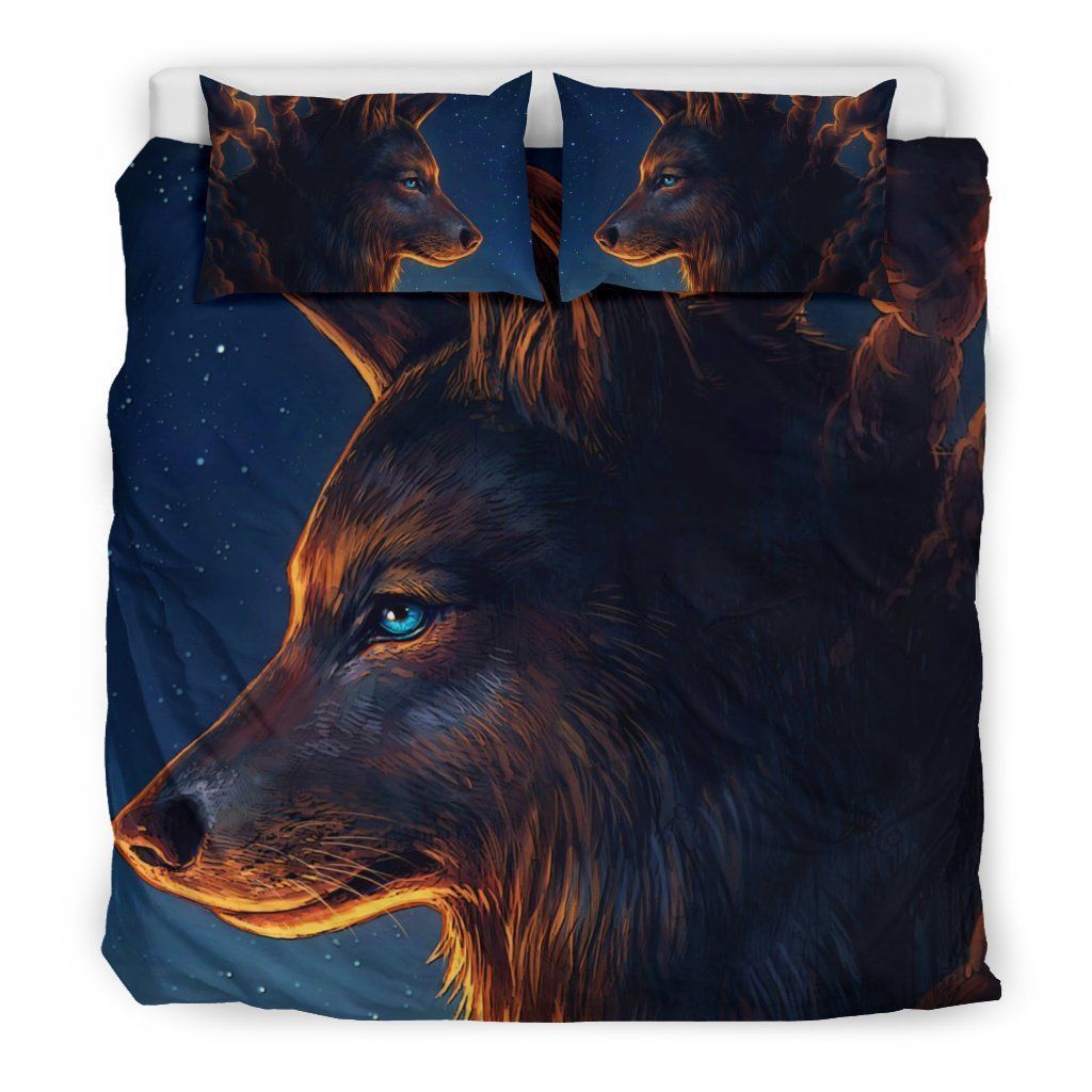 wolf with blue eyes bedding set bedroom decor 6541