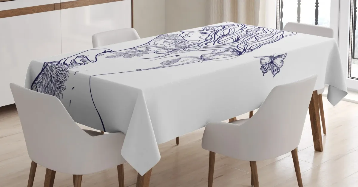 woman floral botanical art 3d printed tablecloth table decor 5386