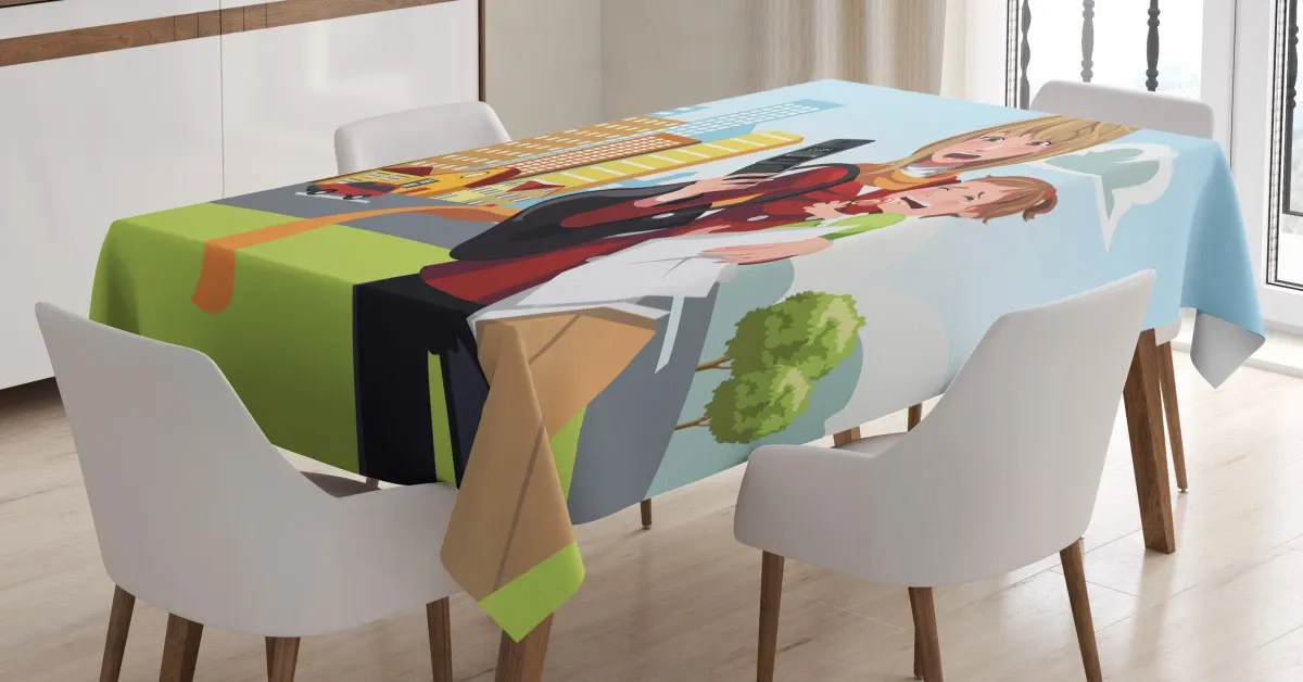 Woman Phone And Her Baby 3D Printed Tablecloth Table Decor woman phone and her baby 3d printed tablecloth table decor 2603