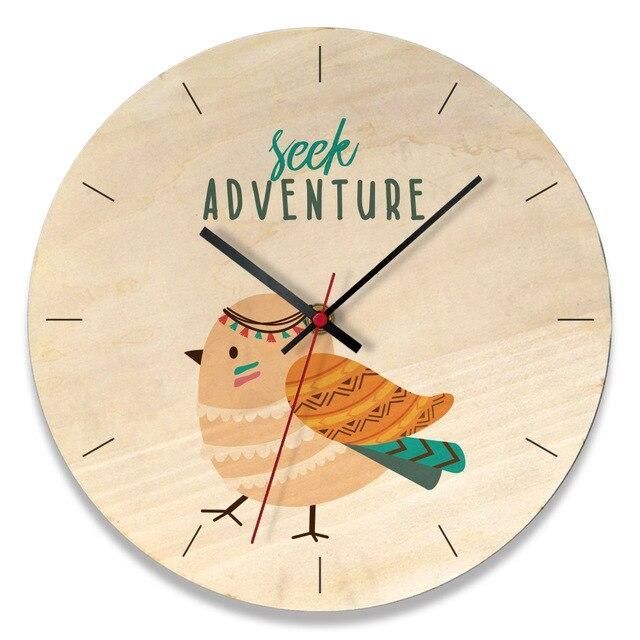 wooden creative wall clock home cartoon clock living room wall clock 1142