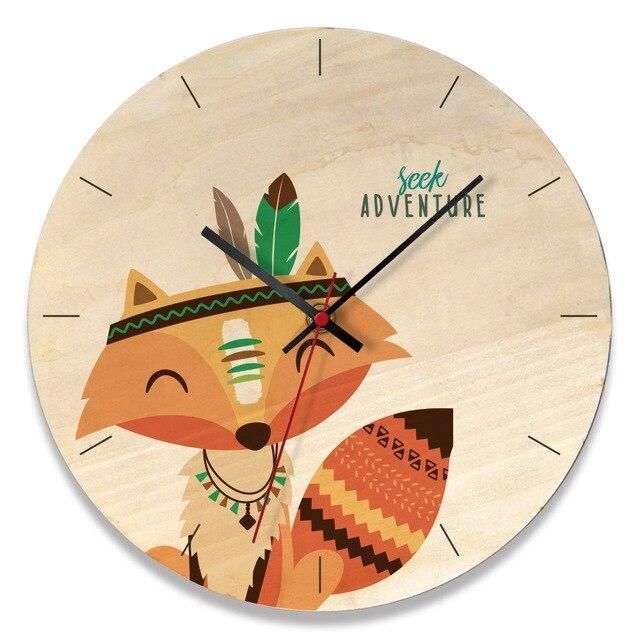 wooden creative wall clock home cartoon clock living room wall clock 2235