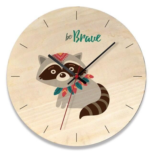 wooden creative wall clock home cartoon clock living room wall clock 3983