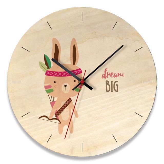 wooden creative wall clock home cartoon clock living room wall clock 6336