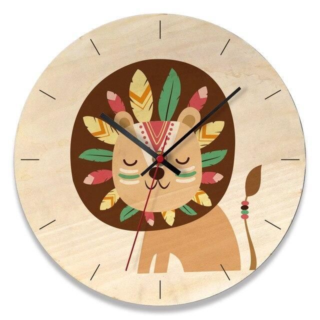wooden creative wall clock home cartoon clock living room wall clock 8021