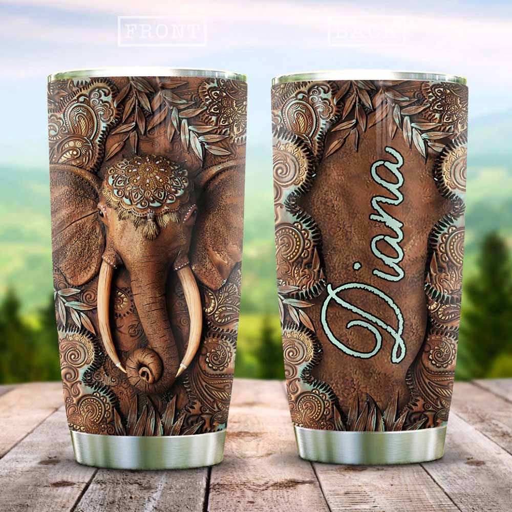 Wooden Style Elephant Personalized Stainless Steel Tumbler wooden style elephant personalized stainless steel tumbler 8463