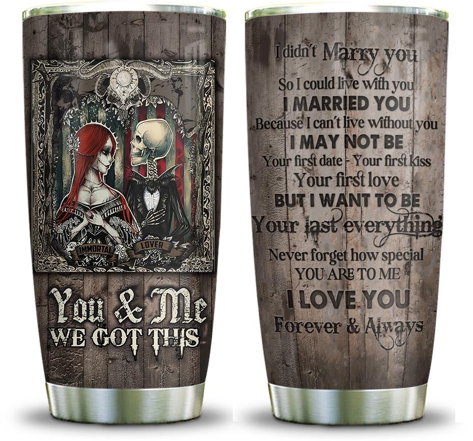 wooden style skull couple we got this stainless steel tumbler 8795