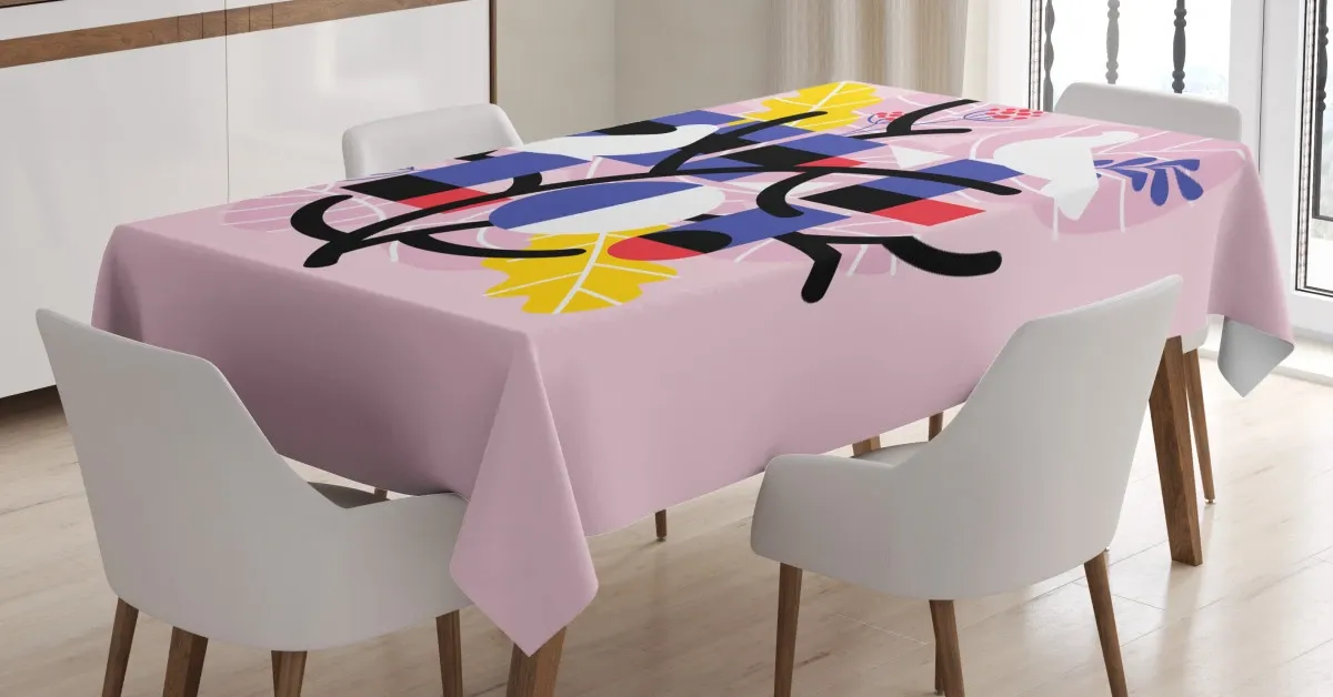 word with birds botany items 3d printed tablecloth table decor 3822