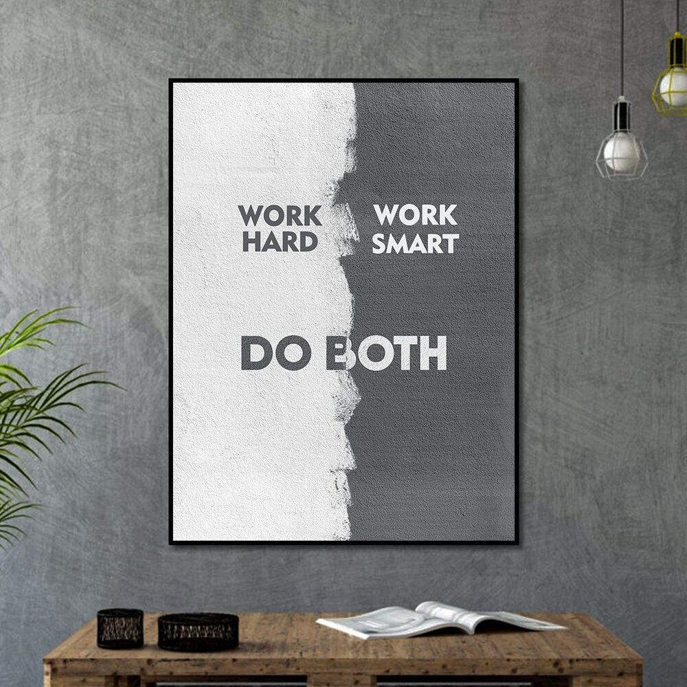 work hard work smart do both motivational positive canvas print wall art decor 6392