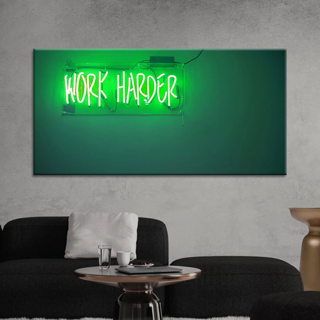 work harder motivational positive canvas print wall art decor 3331