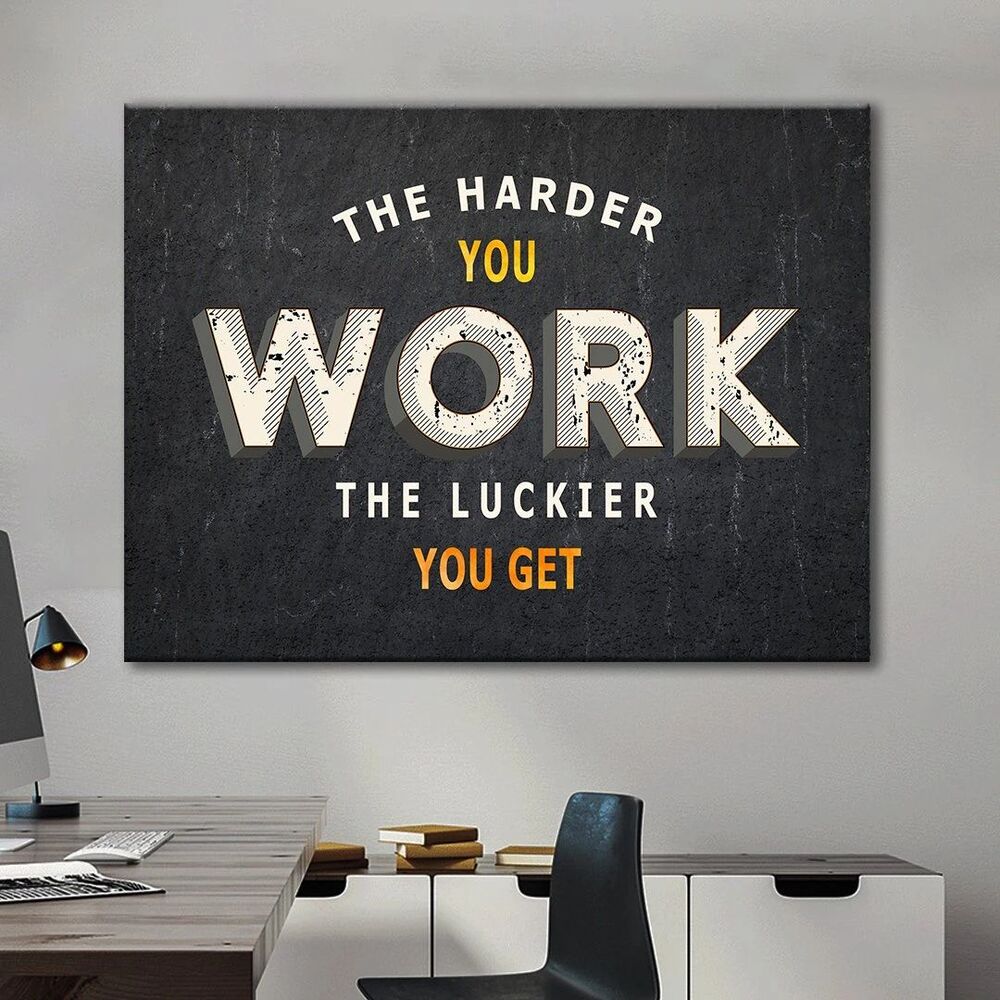 work harder motivational positive canvas print wall art decor 4716