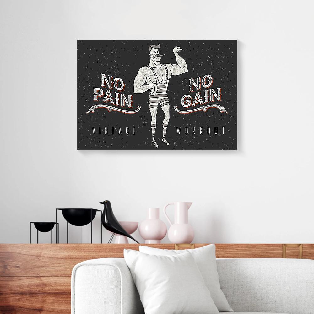 workout no pain no gain canvas prints wall art decor 3737